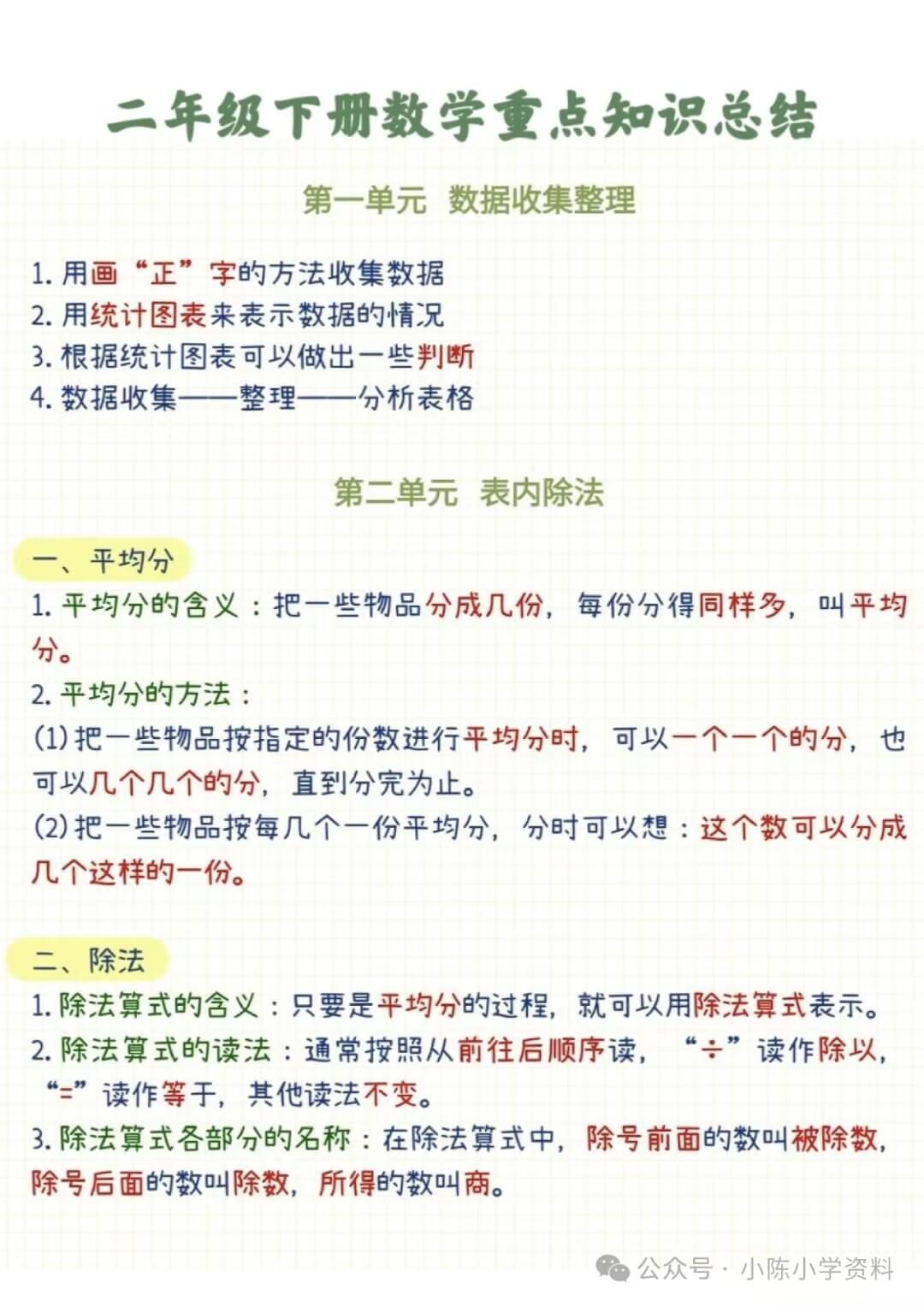 二年级下册数学全册重点知识总结燃梦学堂-中小学电子版资料下载：课件/试卷/教案/知识点全覆盖燃梦学堂